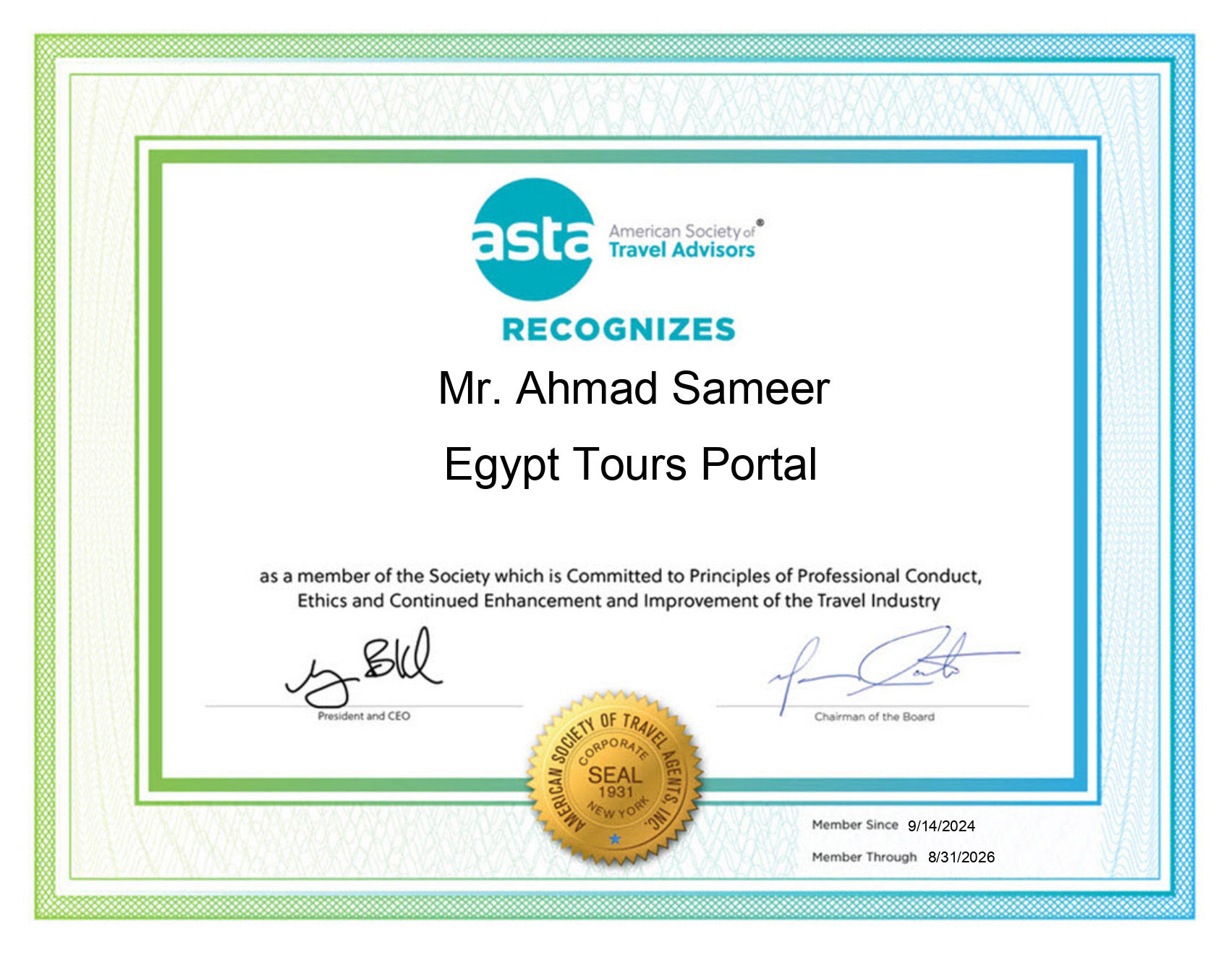 asta certification - egypt tours portal